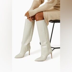 Paris Texas Cream/Beige Croco Heeled Boots